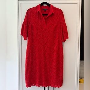 Women’s Red Lace Dress with Frilly Sleeves